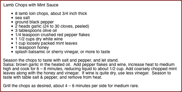 Lamb Chops with Mint Sauce